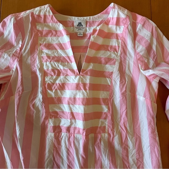 Thomas Mason for J Crew XS Preppy pink and white stripe pop over shirt top - Picture 2 of 8
